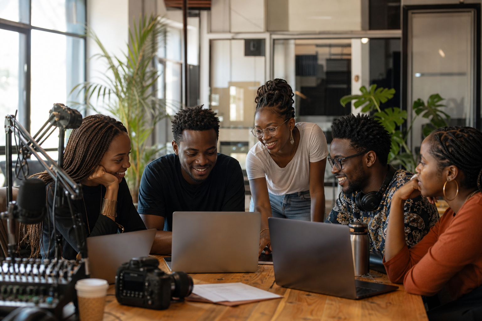 African creative team collaborating at Live54+