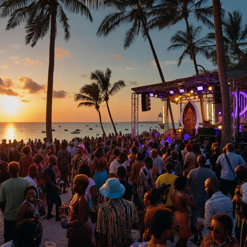 Zanzibar beach festival crowd